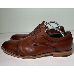 STACY ADAMS Cognac Brown‎ DICKINSON Leather SHOES Oxford Cap Toe LACE UP 10.5